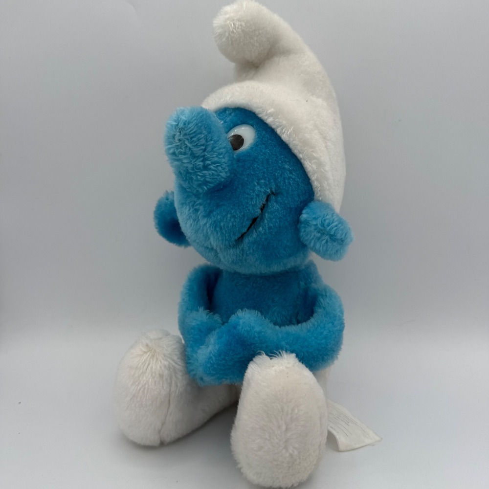 1981 Ganz Bros Smurf Plush‎ Toy Vintage Blue White Made in Korea Wallace Berrie